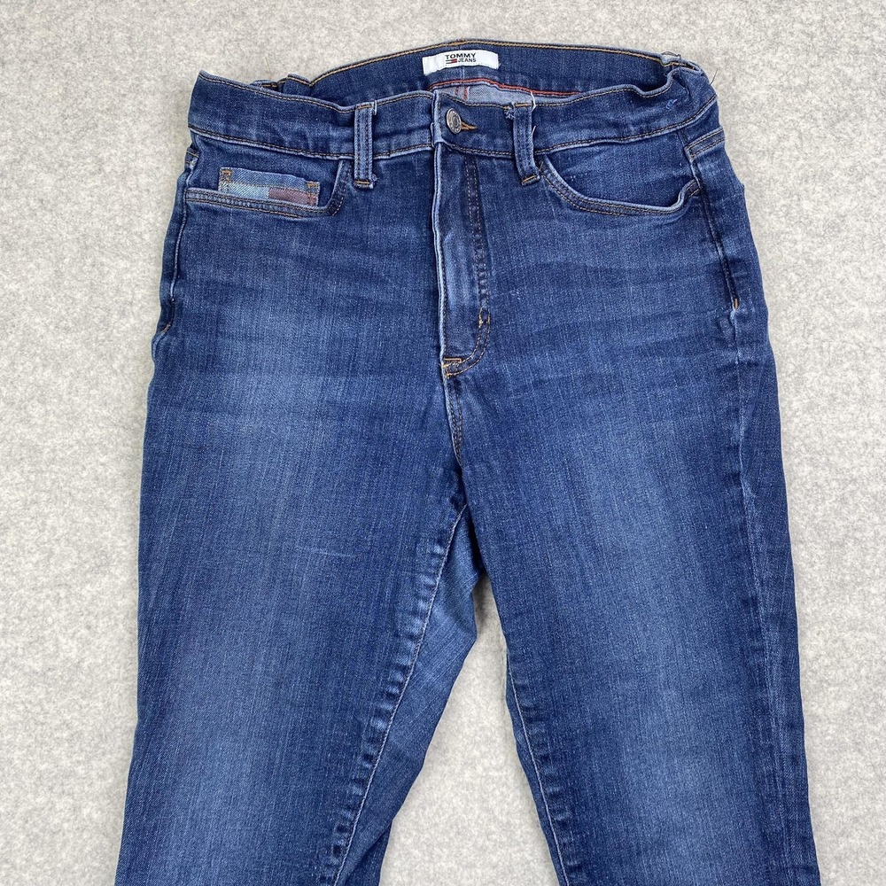 Tommy Jeans Womens 8 28x26 Blue High Rise Jegging Stretch Raw Hem